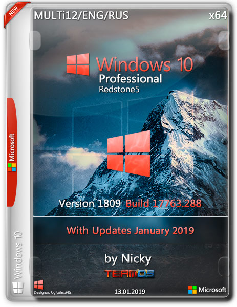 Windows 10 Pro RS5 1809.17763.288 by Nicky (x64) (2019) {Multi-12/Rus}