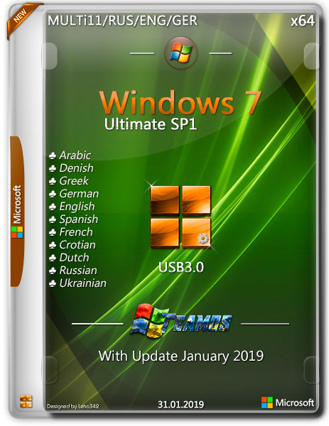 Windows 7 Ultimate SP1 USB3.0 Jan2019 by TEAM OS (x64) (2019) =Multi-11/Rus/Eng/Ger=