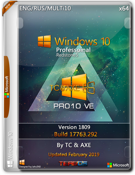 Windows 10 RS5 x64 1809.17763.292 PRO10 VE by TC&AXE (MULTi10/RUS/2019)