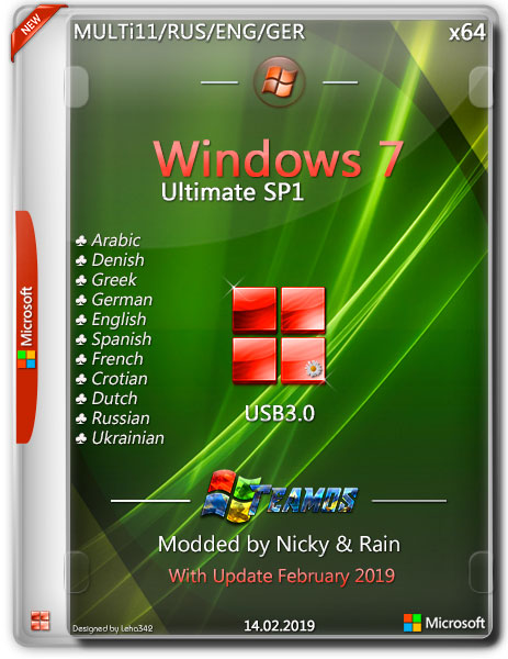 Windows 7 Ultimate SP1 USB3.0 Modded by Nicky & Rain v.2 (x64) (2019) Multi-11/Rus/Eng/Ger
