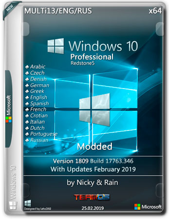 Windows 10 Pro x64 1809 Modded by Nicky & Rain (MULTi13/ENG/RUS/2019)