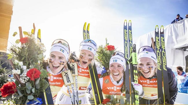 Шведские лыжницы выиграли эстафету на ЧМ в Зеефельде; украинки - круговые