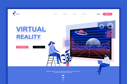 Virtual Reality Flat Landing Page Template