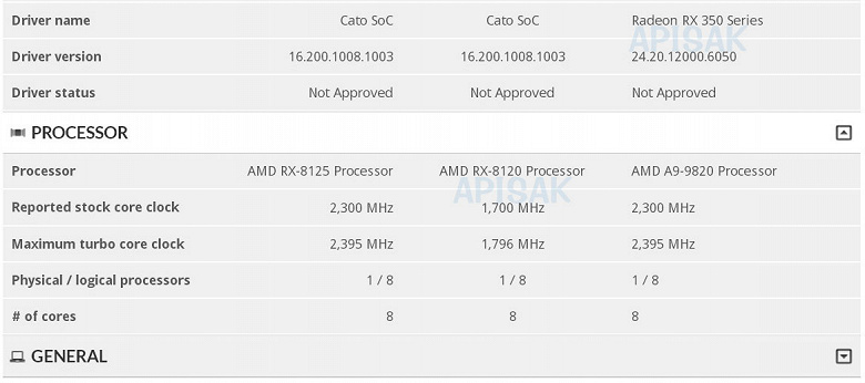 Появились настоящие о необычных процессорах AMD RX-8125 и RX-8120
