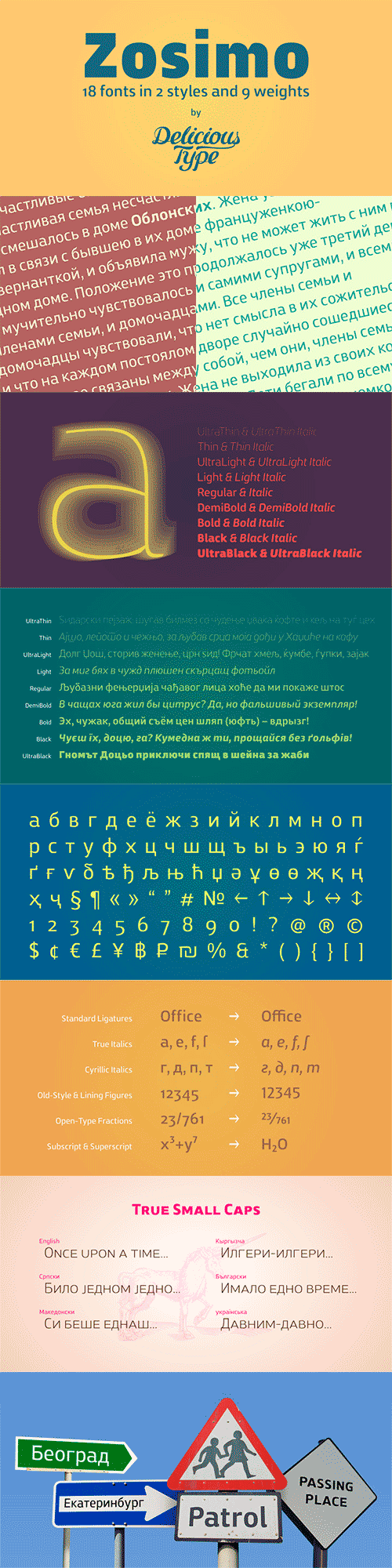 Zosimo Cyrillic font family