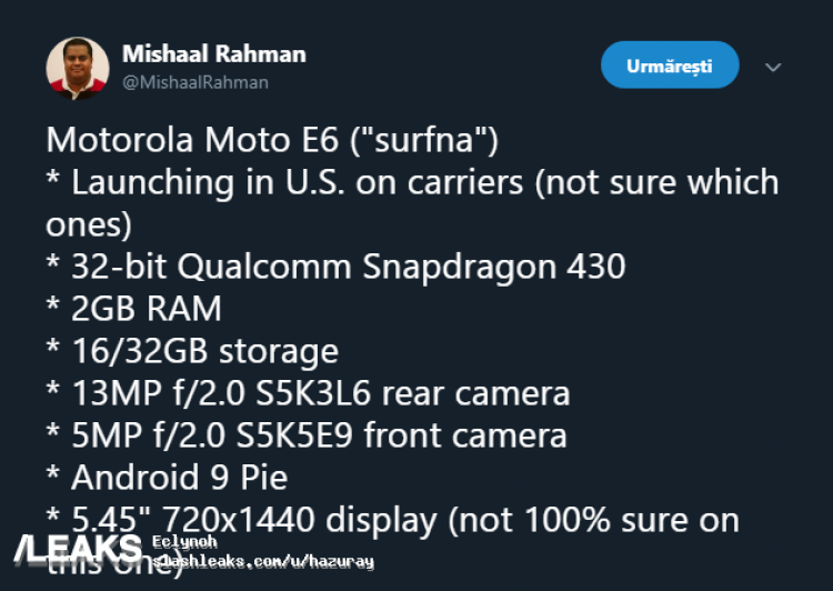 К выходу готовится грошовый смартфон Moto E6