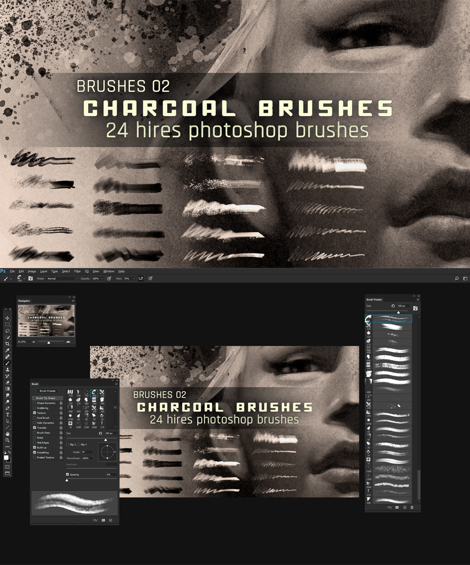 Artstation – Realistic Charcoal Photoshop Brushes