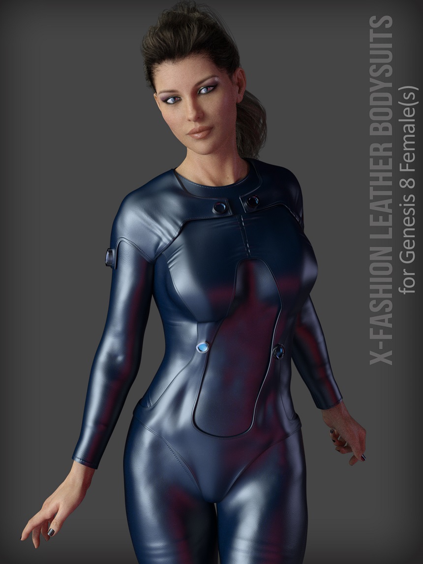 X-Fashion Leathers Bodysuit for Genesis 8 Females