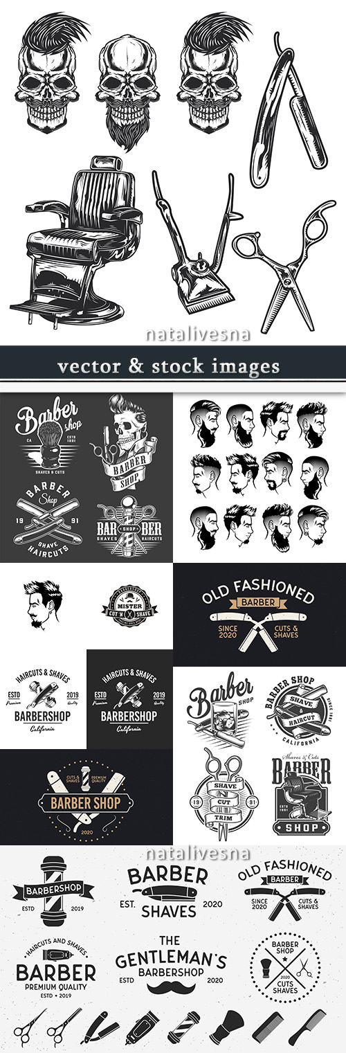 Barbershop professional tools for hairstyle design label